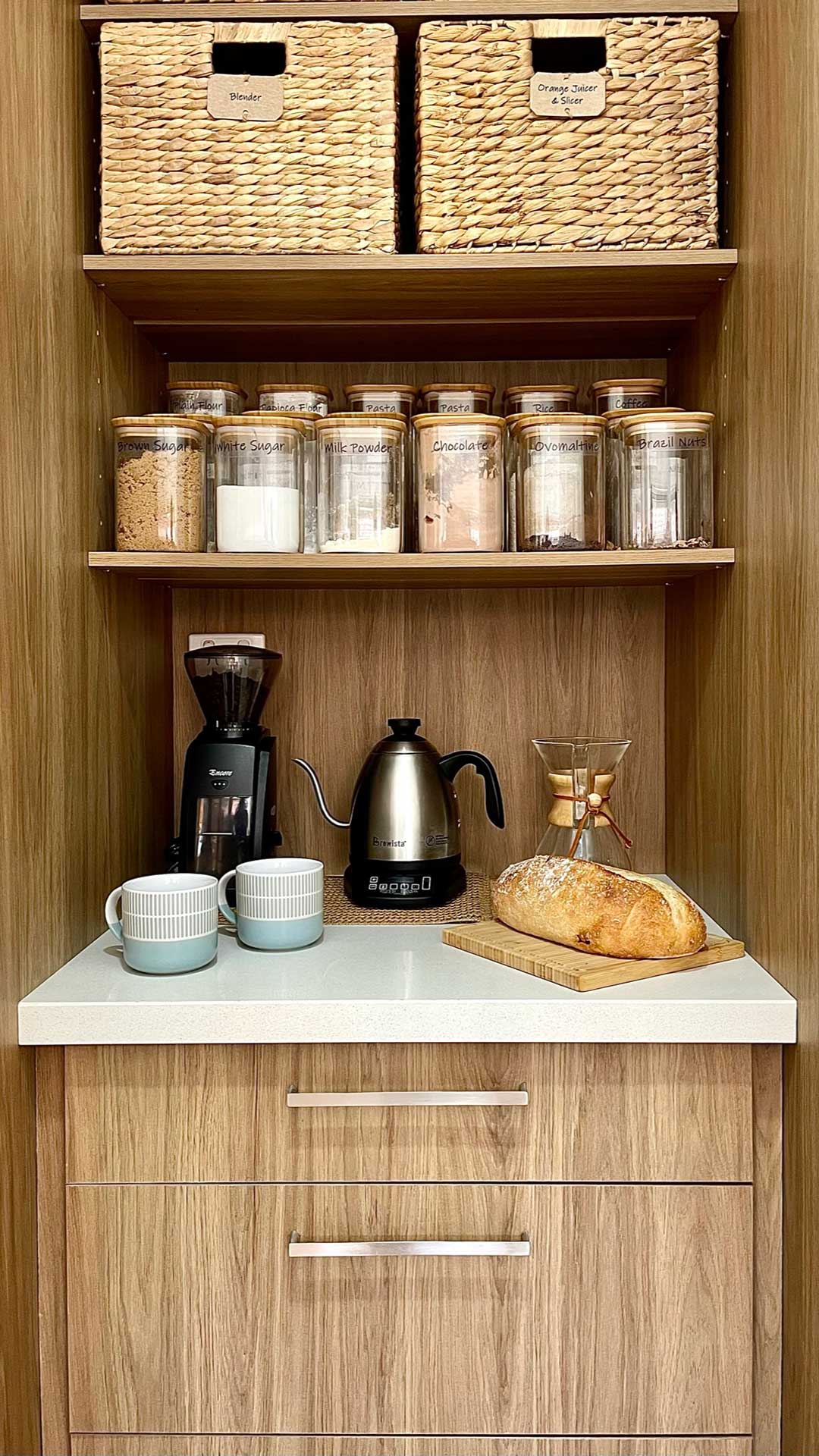 coffee and tea custom cabinets